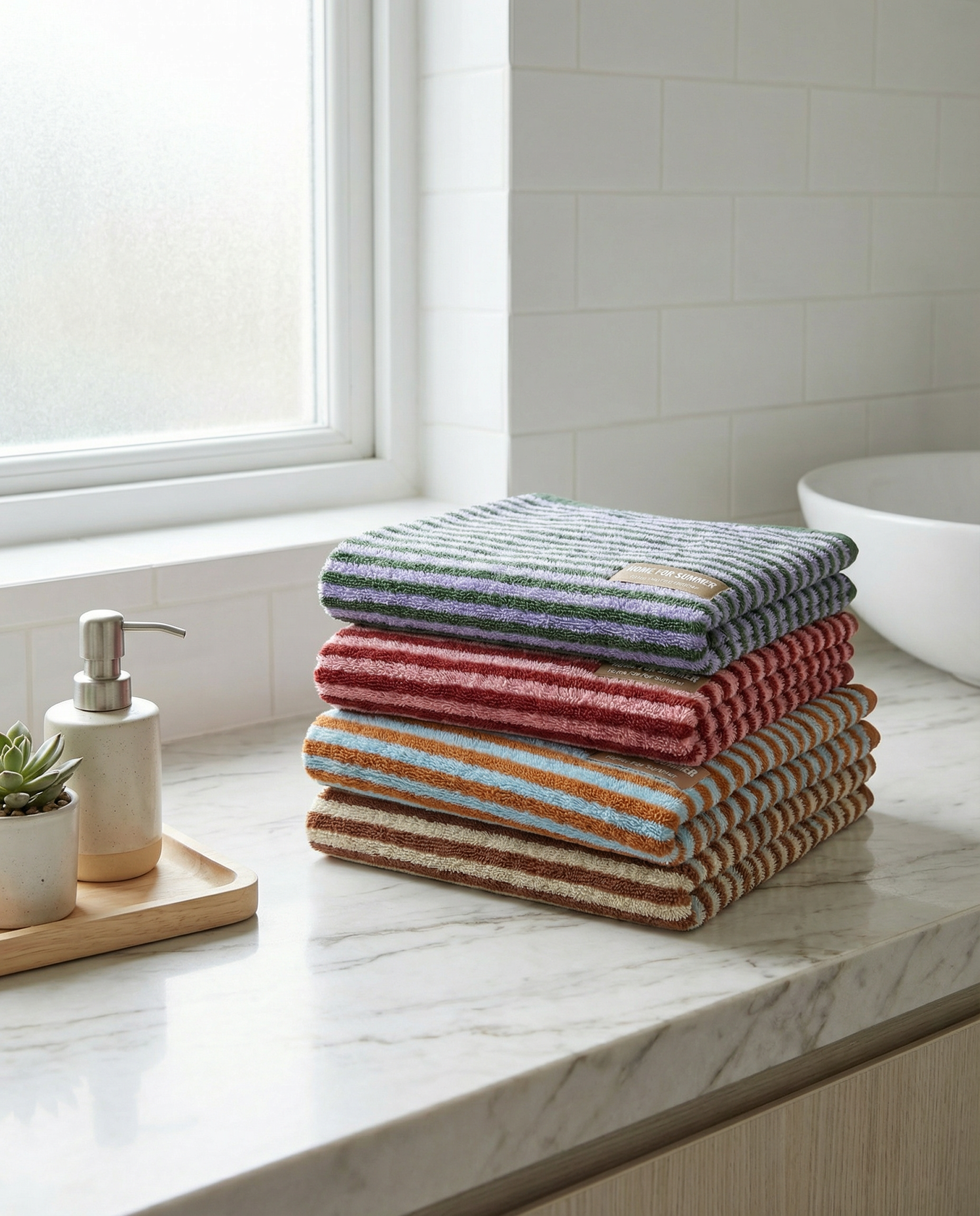 Home for Summer towels in bathroom