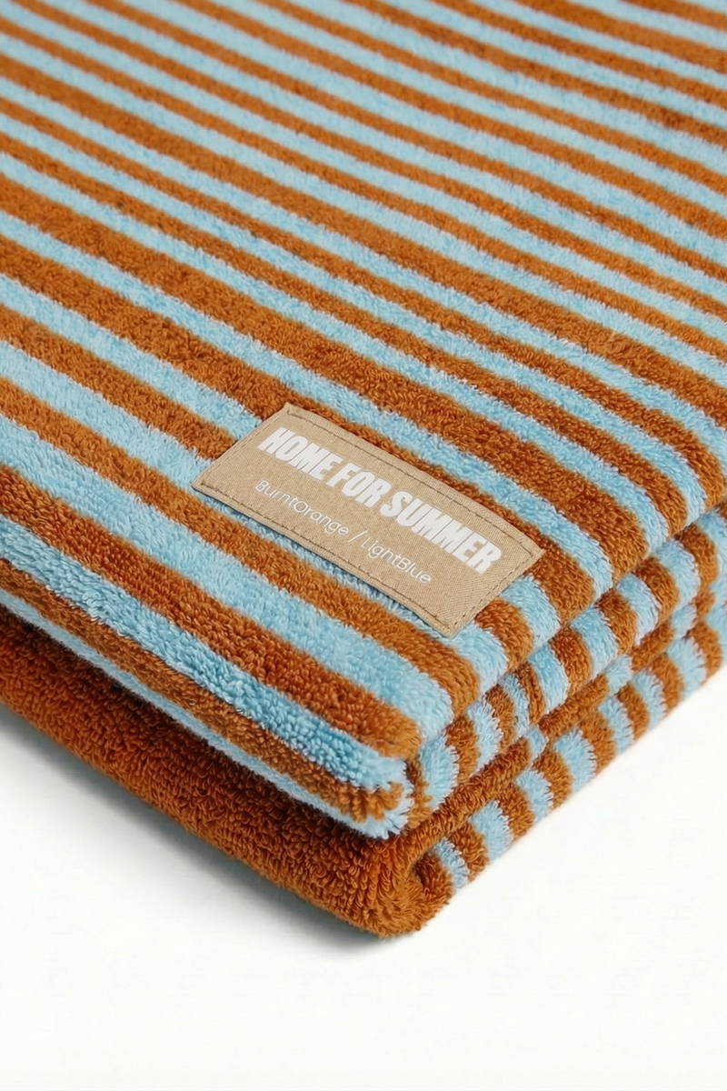 Bath Towel – Burnt Orange / Light Blue
