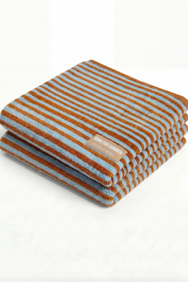 Bath Towel – Burnt Orange / Light Blue