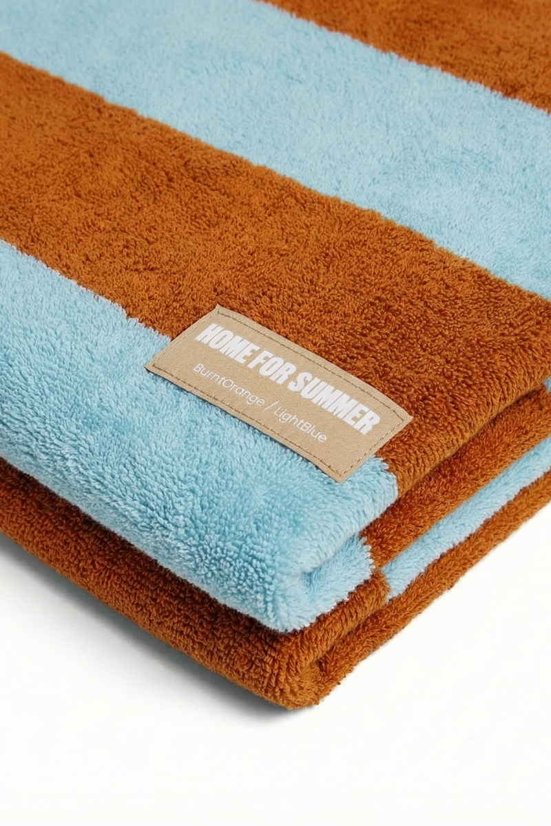 Beach Towel – Burnt Orange / Light Blue