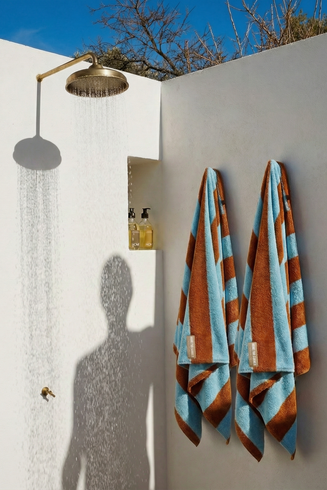 Beach Towel – Burnt Orange / Light Blue