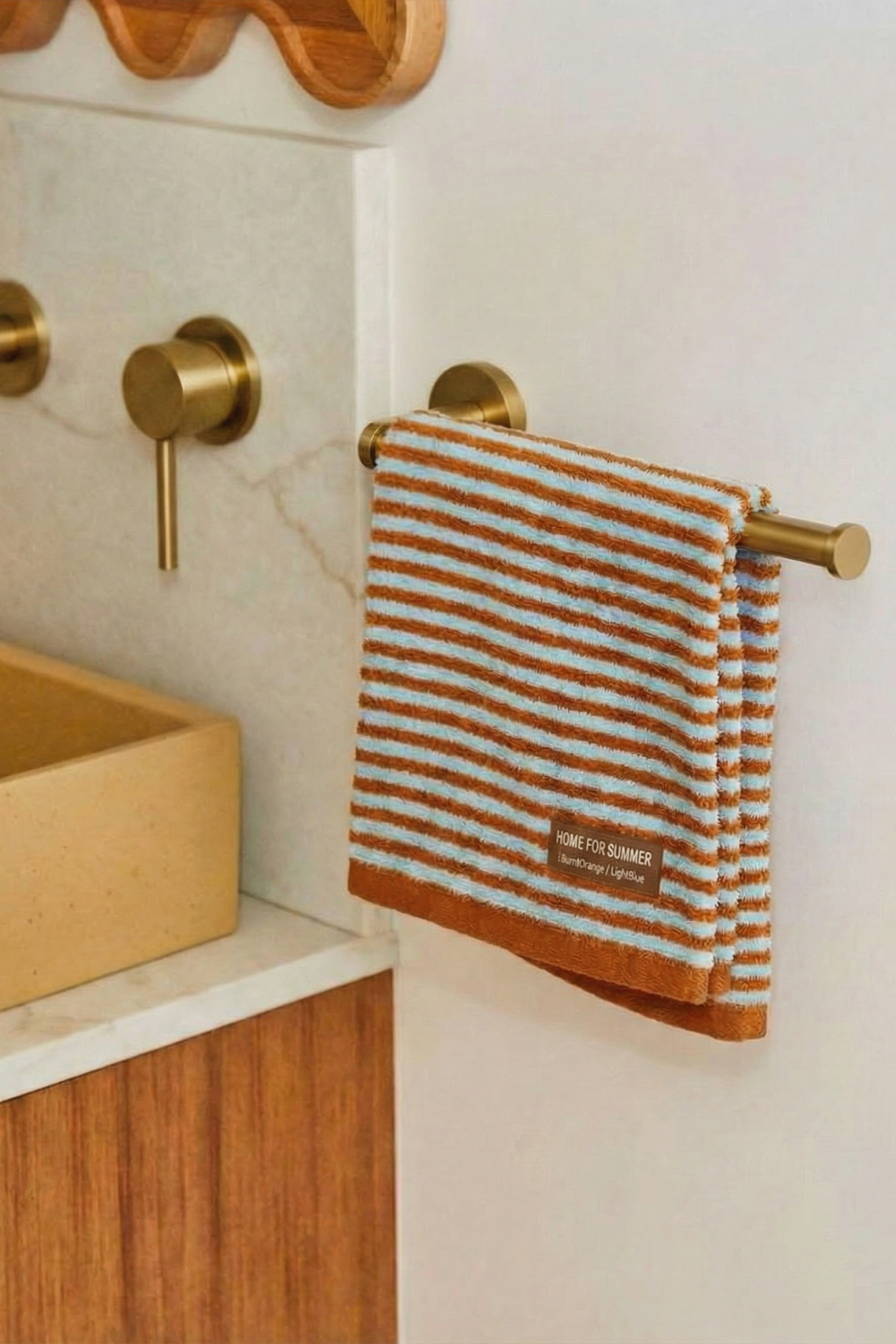 Hand Towel – Burnt Orange / Light Blue