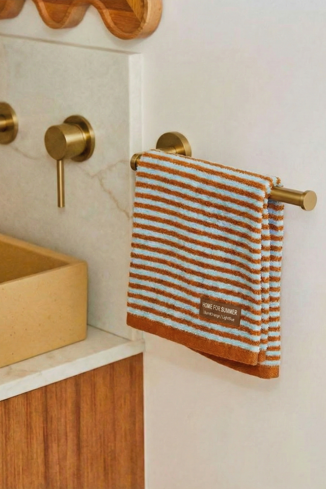 Hand Towel – Burnt Orange / Light Blue