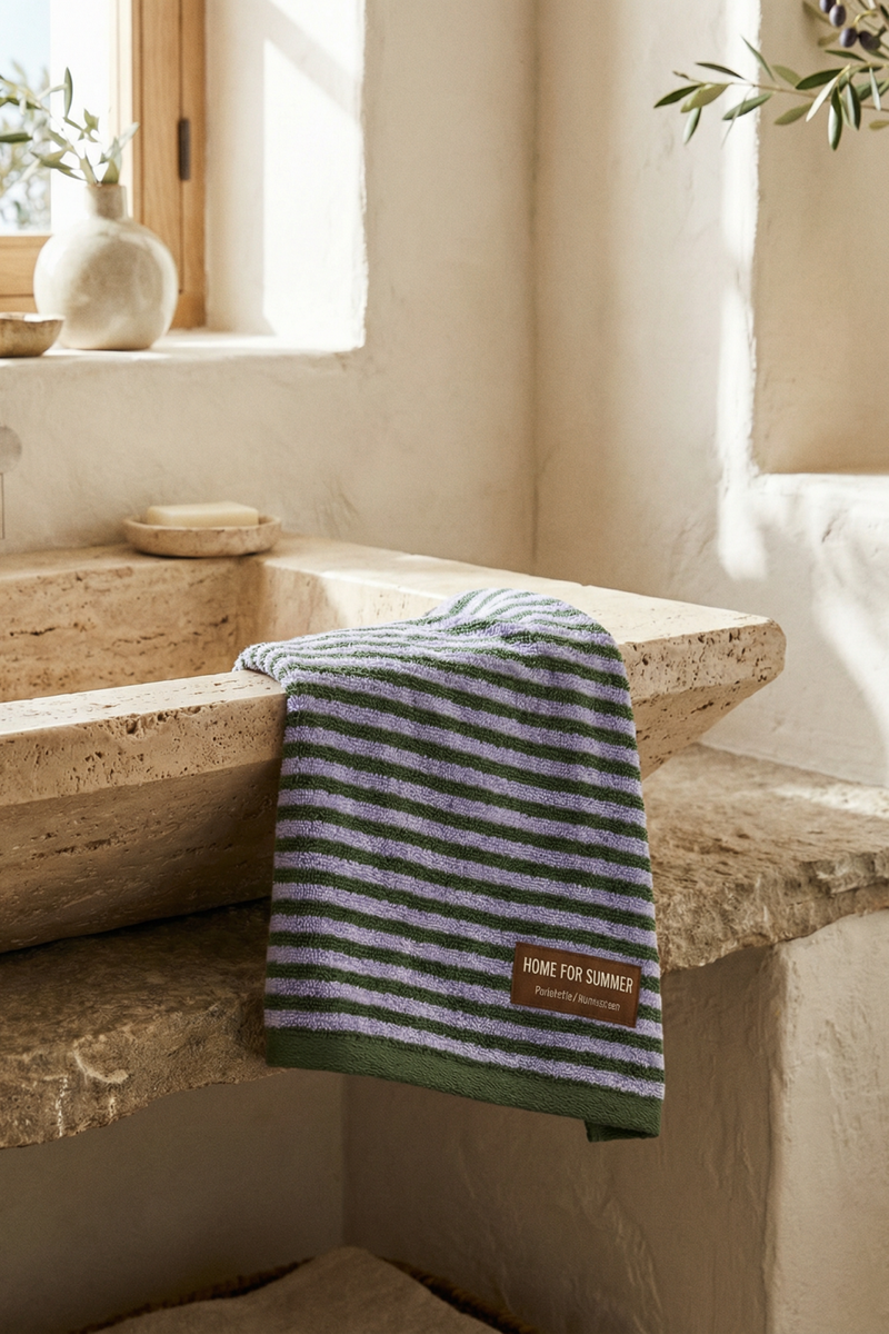 Hand Towel – Periwinkle / Hunter Green